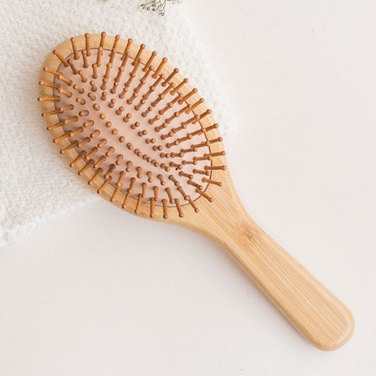 Cepillo de cabello de bambú redondo
